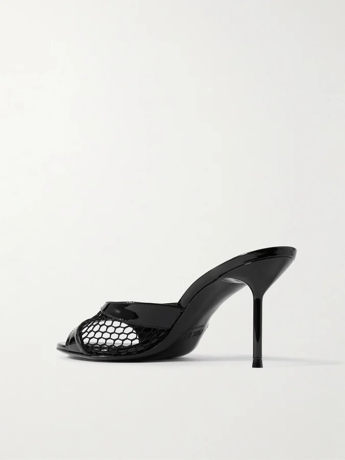 Paris Texas - Lidia Patent-leather And Mesh Sandals - Black - Image 3