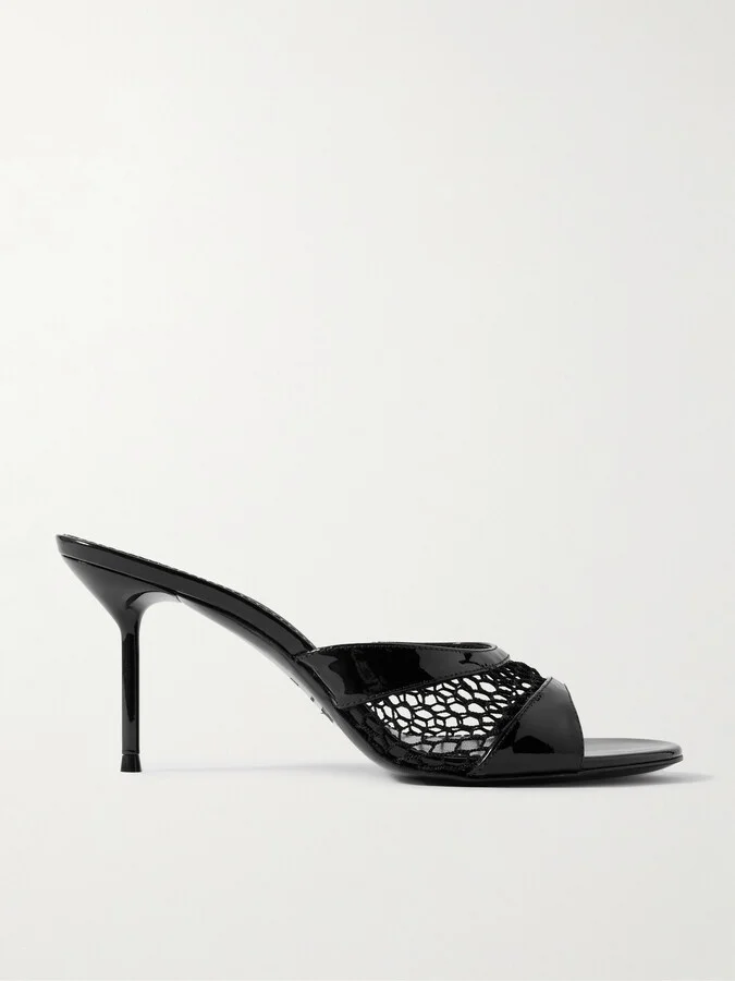 Paris Texas - Lidia Patent-leather And Mesh Sandals - Black