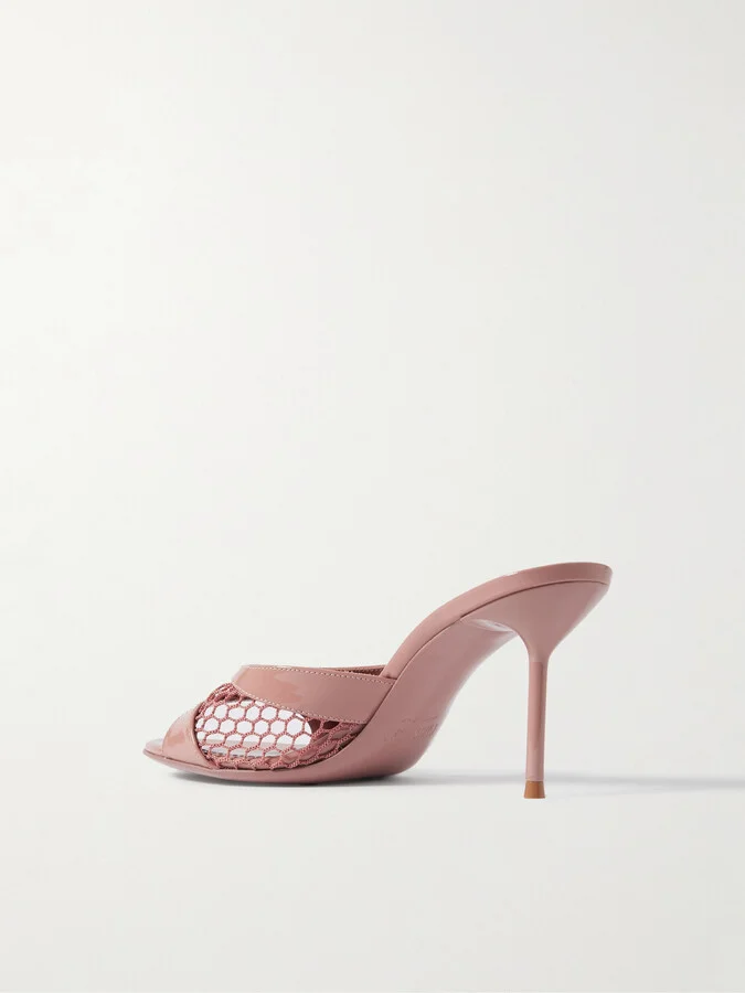 Paris Texas - Lidia Patent-leather And Mesh Sandals - Pink - Image 3