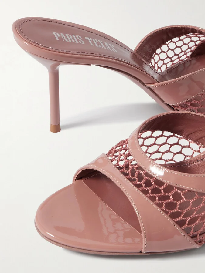 Paris Texas - Lidia Patent-leather And Mesh Sandals - Pink - Image 4