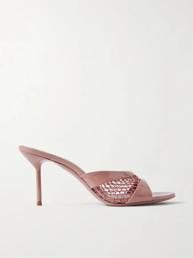 Paris Texas - Lidia Patent-leather And Mesh Sandals - Pink