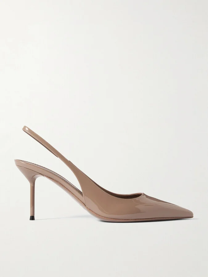 Paris Texas - Lidia Patent-leather Slingback Pumps - Brown