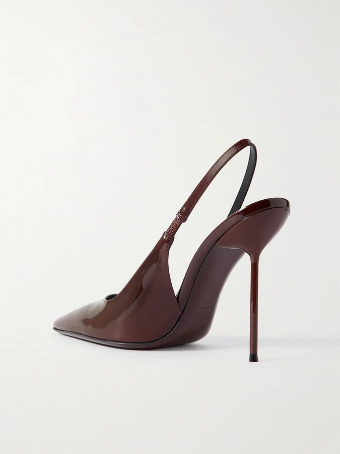 Paris Texas - Lidia Patent-leather Slingback Pumps - Burgundy - Image 3