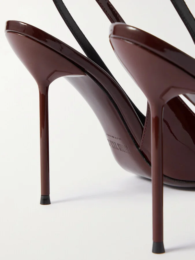 Paris Texas - Lidia Patent-leather Slingback Pumps - Burgundy - Image 4