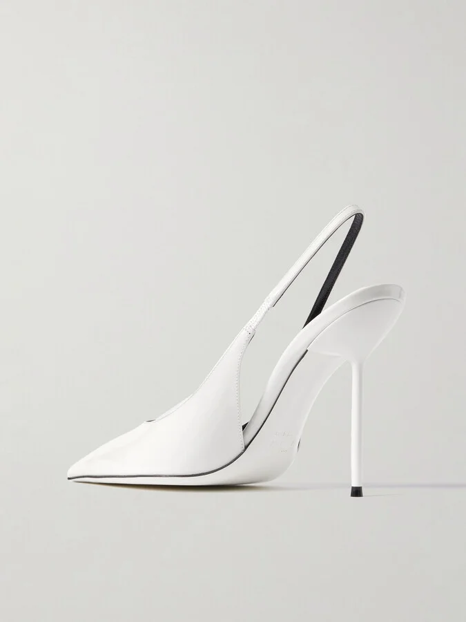 Paris Texas - Lidia Patent-leather Slingback Pumps - White - Image 3