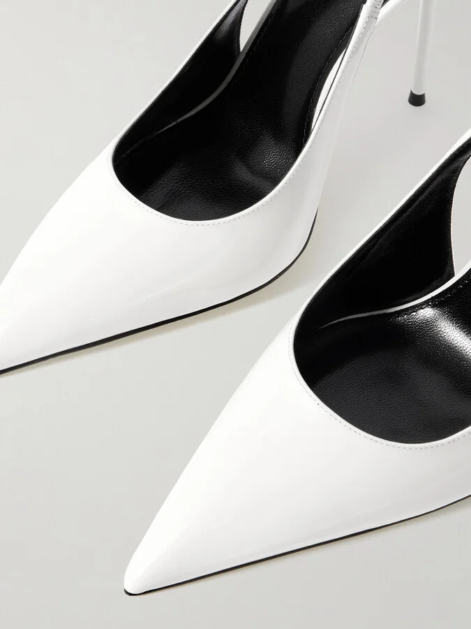 Paris Texas - Lidia Patent-leather Slingback Pumps - White - Image 4