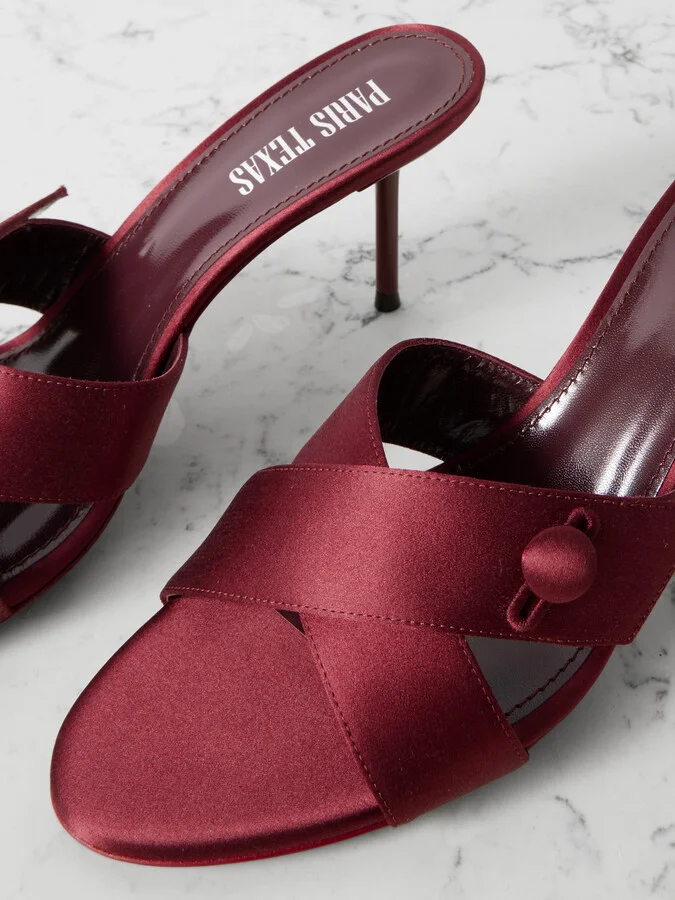 Paris Texas - Lidia Satin Mules - Red - Image 4