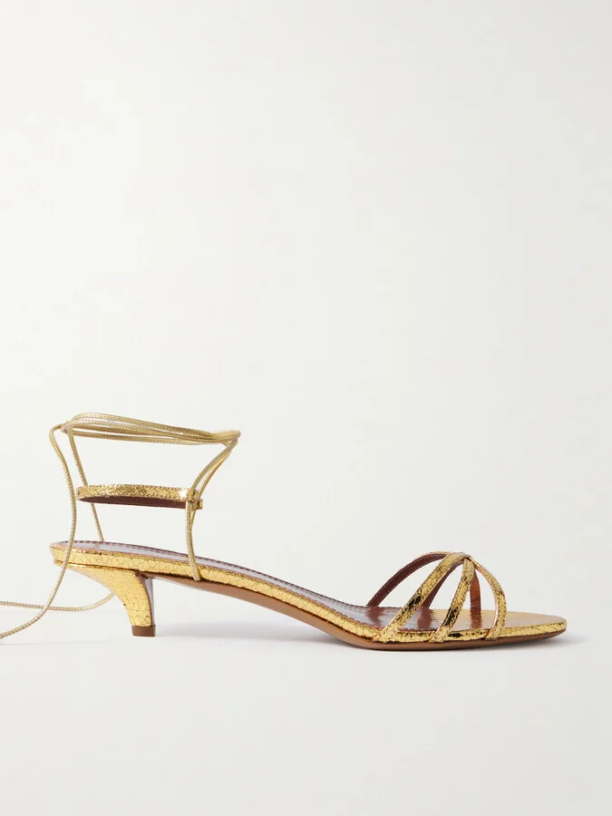 Paris Texas - Linda Metallic Snake-effect Leather Sandals - Gold