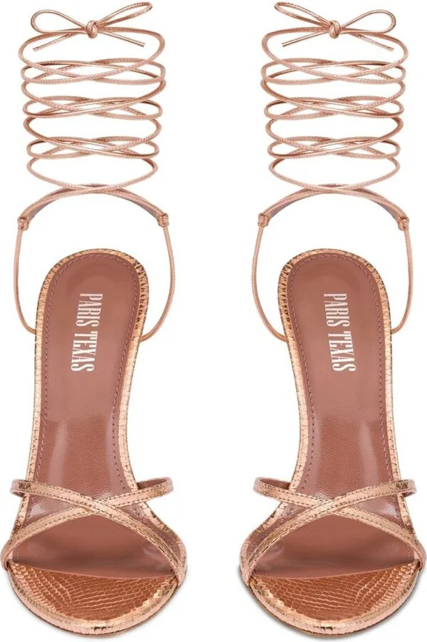 Paris Texas 'Linda' Sandals With Heel In Gold Leather - Image 4