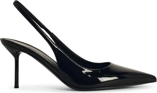 Paris Texas 'Lisia' Black Leather Slingbacks