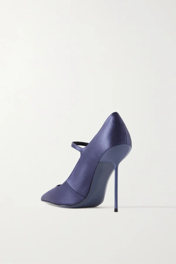 Paris Texas - Livia Crystal-embellished Satin Pumps - Blue - Image 3