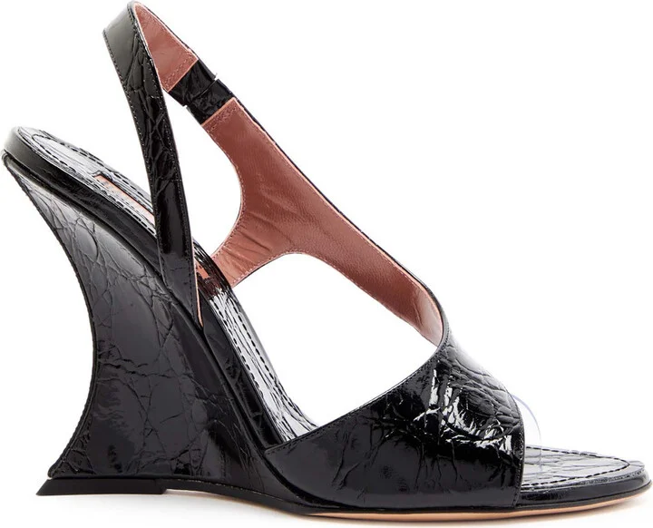 Paris Texas Marielle 105 Crocodile-effect Patent Leather Sandals
