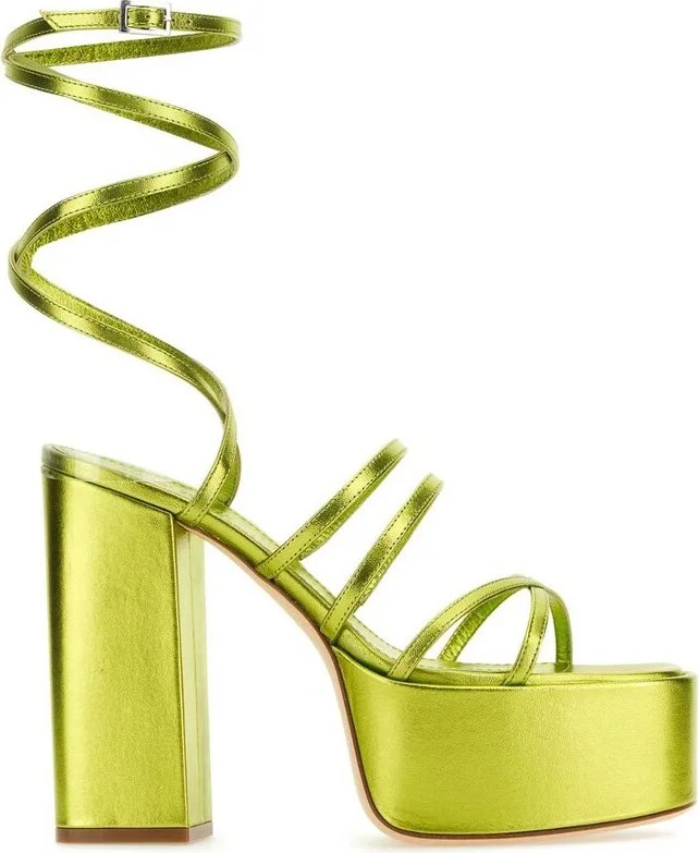 Paris Texas Melena Metallic Ankle Strapped Platform Sandals