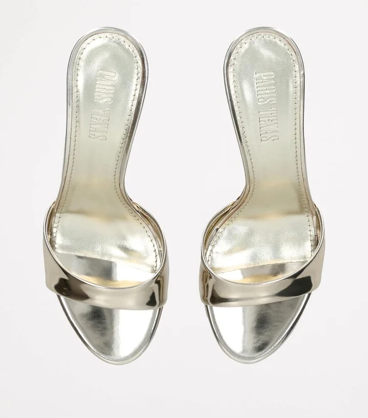 Paris Texas Metallic Leather Lidia Mules 70 - Image 4