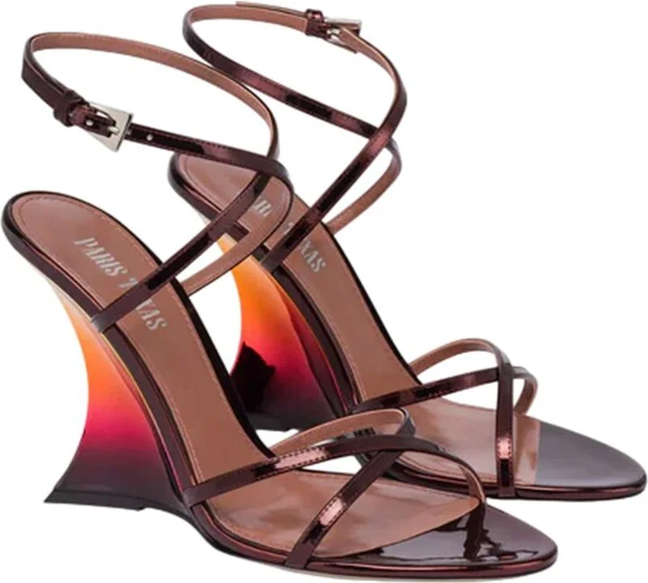 Paris Texas Nina Sandal 105 Mirror Leather Sandals Color Wine Sunset - Image 2