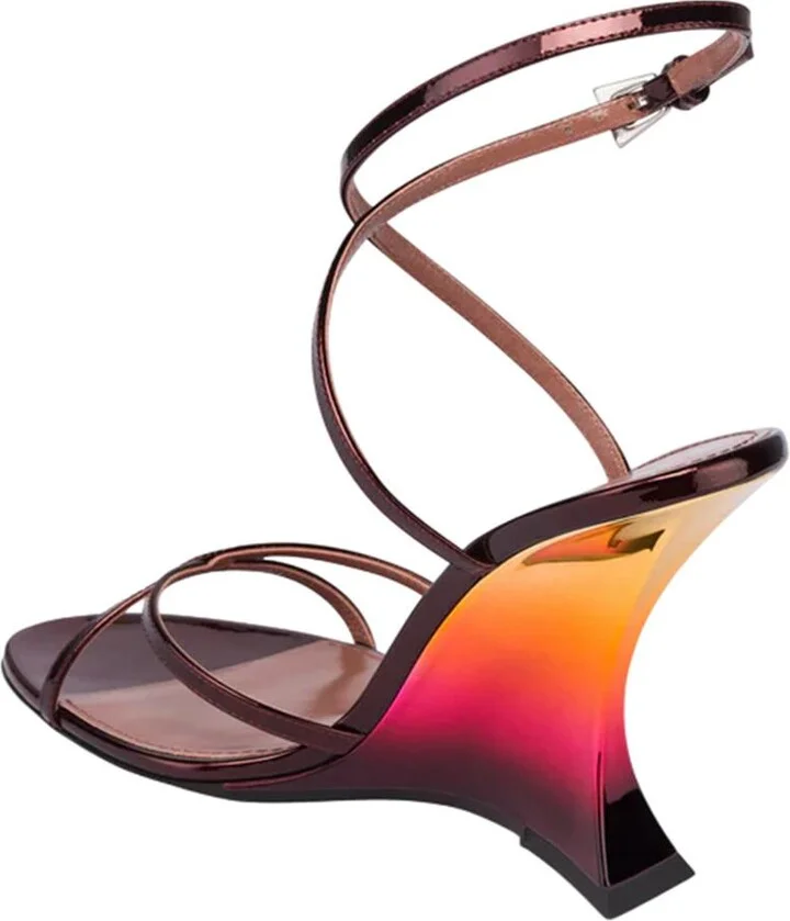 Paris Texas Nina Sandal 105 Mirror Leather Sandals Color Wine Sunset - Image 3