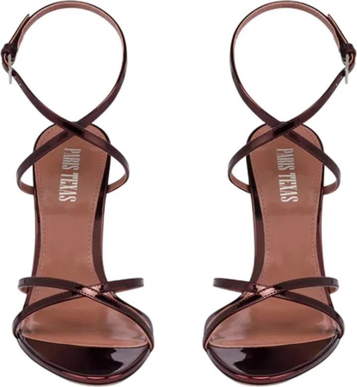 Paris Texas Nina Sandal 105 Mirror Leather Sandals Color Wine Sunset - Image 5