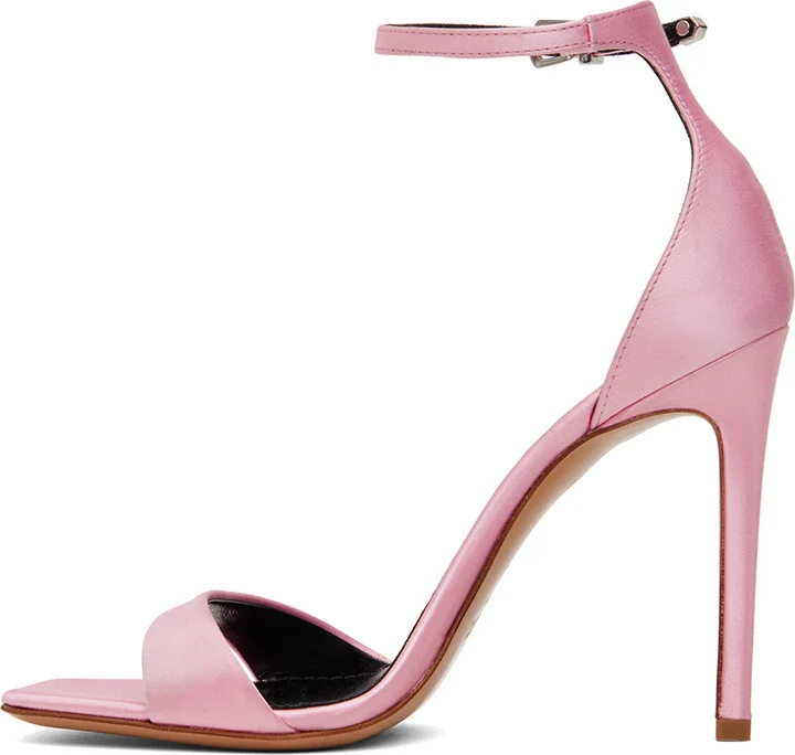 Paris Texas Pink Satin Stiletto Heeled Sandals - Image 3