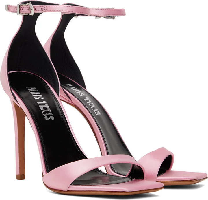 Paris Texas Pink Satin Stiletto Heeled Sandals - Image 4