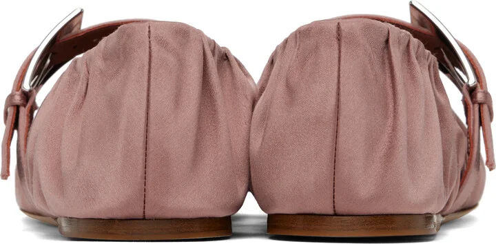 Paris Texas Pink Sveva Plisse Buckle Ballerina Flats - Image 2