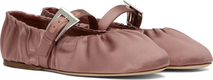 Paris Texas Pink Sveva Plisse Buckle Ballerina Flats - Image 4