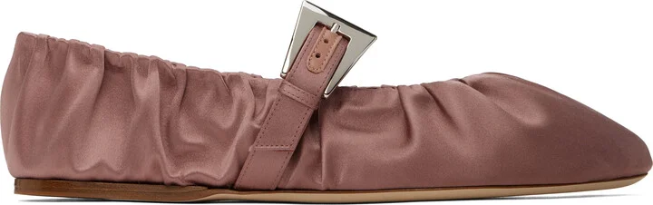 Paris Texas Pink Sveva Plisse Buckle Ballerina Flats