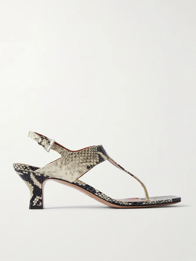 Paris Texas - Portofino Snake-effect Leather Sandals - Animal print