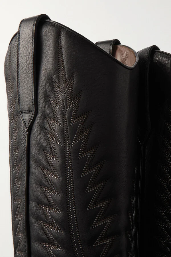 Paris Texas - Rosario Embroidered Textured And Croc-effect Leather Cowboy Boots - Black - Image 4