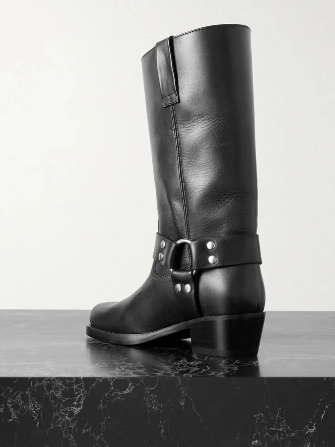 Paris Texas - Roxy Embellished Leather Knee Boots - Black - Image 3