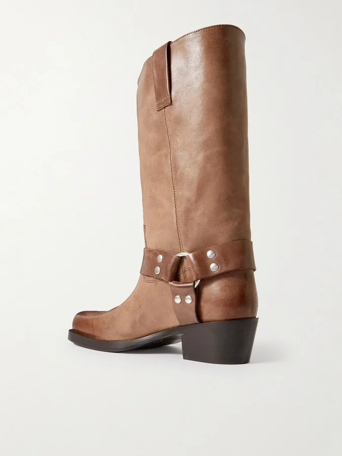 Paris Texas - Roxy Embellished Leather Knee Boots - Brown - Image 3