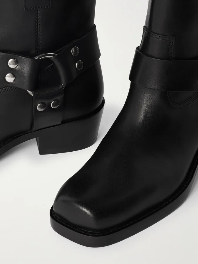 Paris Texas - Roxy Studded Leather Ankle Boots - Black - Image 4