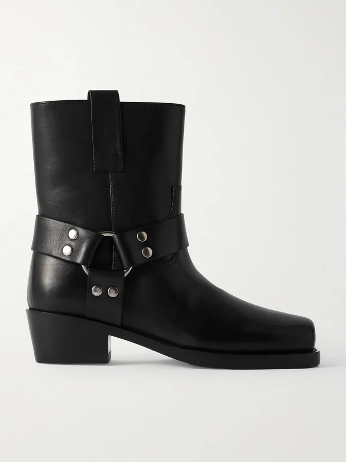 Paris Texas - Roxy Studded Leather Ankle Boots - Black