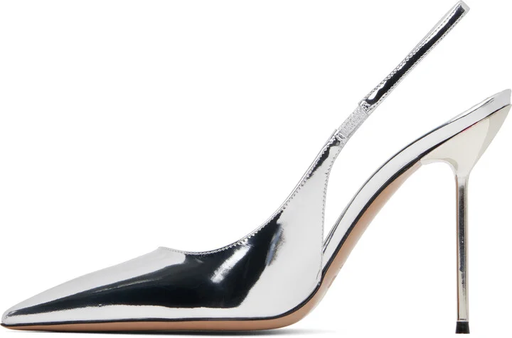 Paris Texas Silver Lidia Slingback Heels - Image 3