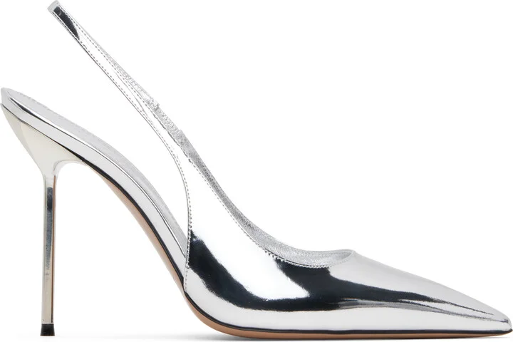 Paris Texas Silver Lidia Slingback Heels