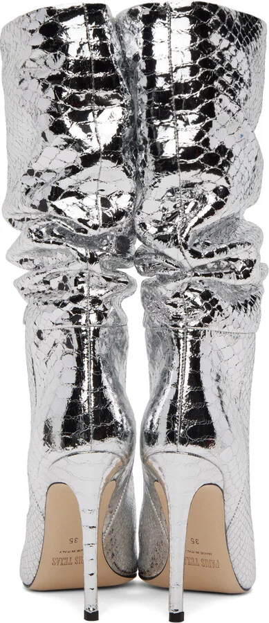 Paris Texas Silver Snake Slouchy Boots - Image 2
