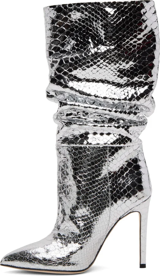 Paris Texas Silver Snake Slouchy Boots - Image 3