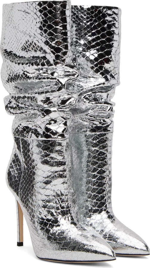 Paris Texas Silver Snake Slouchy Boots - Image 4