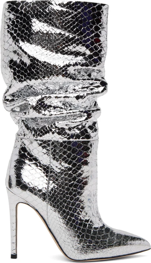 Paris Texas Silver Snake Slouchy Boots