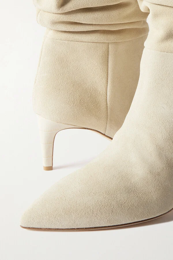 Paris Texas - Slouchy Suede Boots - Neutrals - Image 4