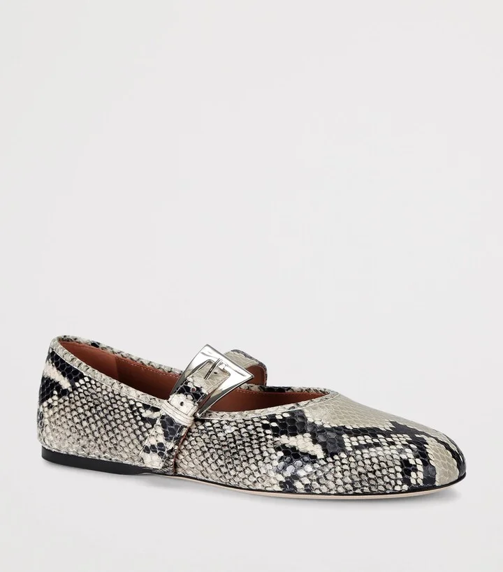 Paris Texas Snake Print Leather Sveva Ballet Flats - Image 3