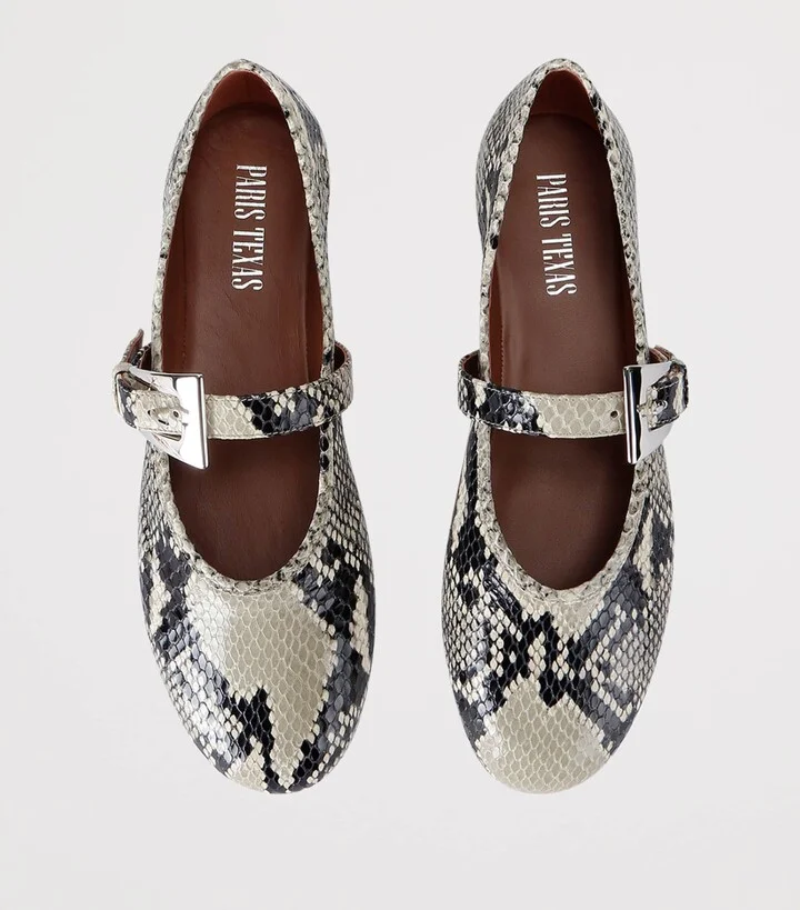 Paris Texas Snake Print Leather Sveva Ballet Flats - Image 4