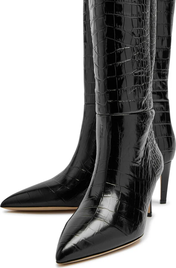 Paris Texas Stiletto 60 Crocodile-effect Leather Knee-high Boots - Image 3