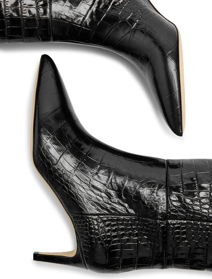 Paris Texas Stiletto 60 Crocodile-effect Leather Knee-high Boots - Image 4