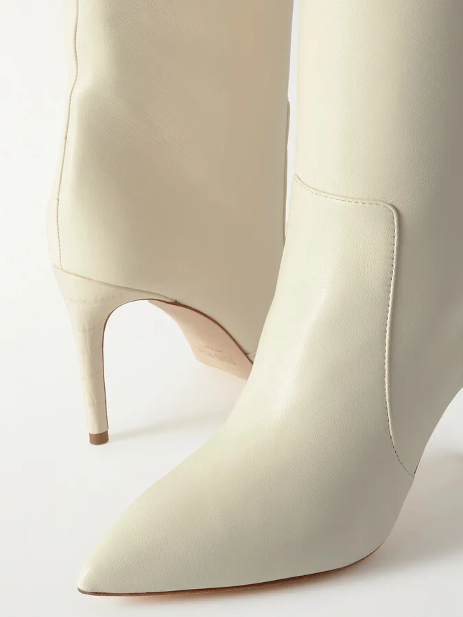 Paris Texas - Stiletto Leather Knee Boots - Cream - Image 4