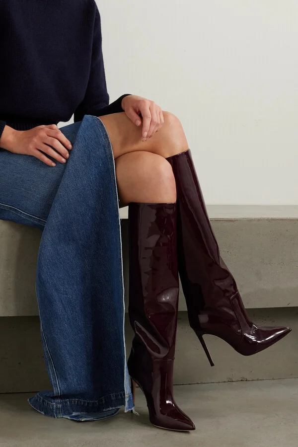 Paris Texas - Stiletto Patent-leather Knee Boots - Burgundy - Image 2