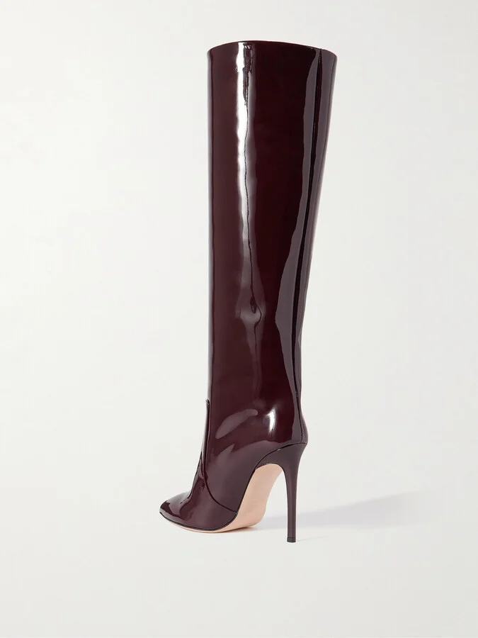 Paris Texas - Stiletto Patent-leather Knee Boots - Burgundy - Image 3