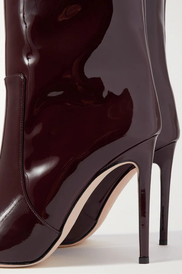 Paris Texas - Stiletto Patent-leather Knee Boots - Burgundy - Image 4