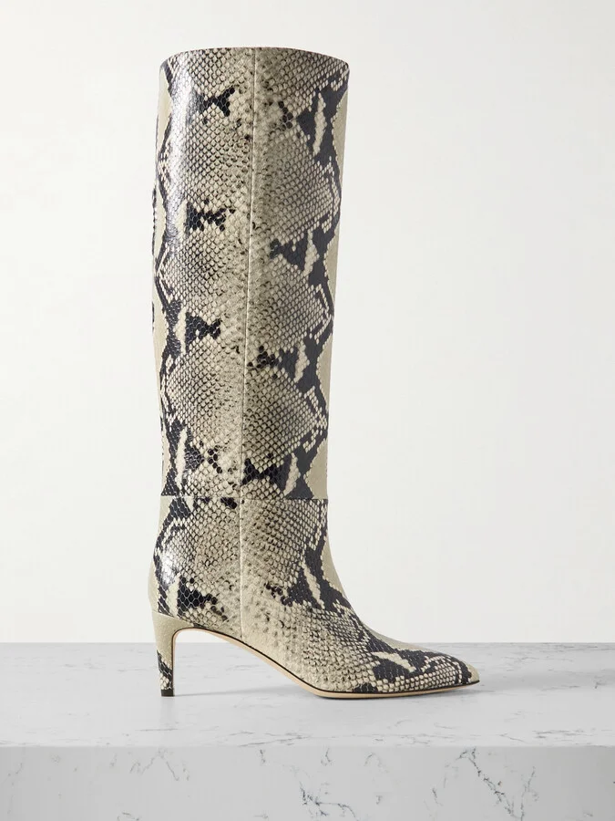 Paris Texas - Stiletto Snake-effect Leather Knee Boots - Animal print