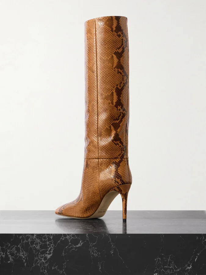 Paris Texas - Stiletto Snake-effect Leather Knee Boots - Brown - Image 3