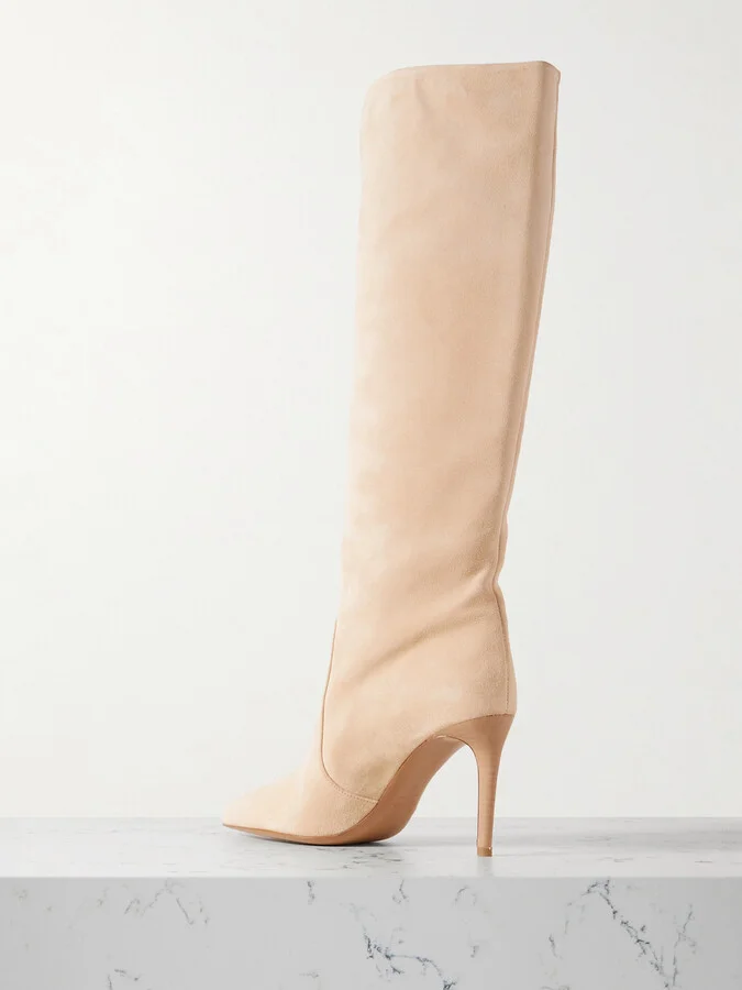 Paris Texas - Stiletto Suede Knee Boots - Neutrals - Image 3